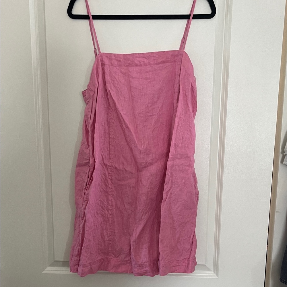 Madewell Pink Linen Cami Sundress